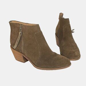 Madewell sz 8.5 Suede Ankle Booties Janice Brown Leather Zipper Shoe Boot Brazil